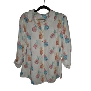 Chico's  Size 3  Women's Pineapple Print Button Up Blouse